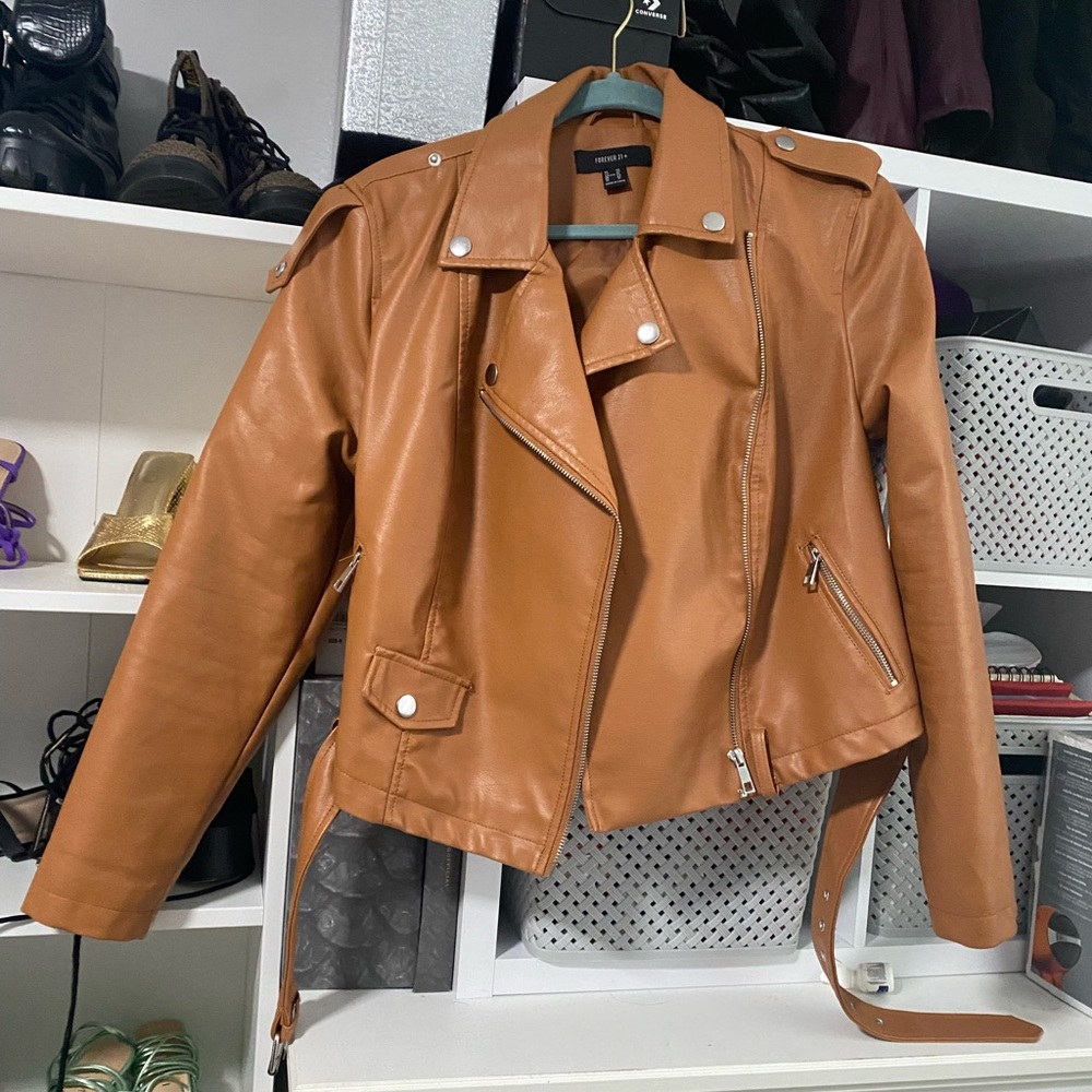 Brown leather jacket